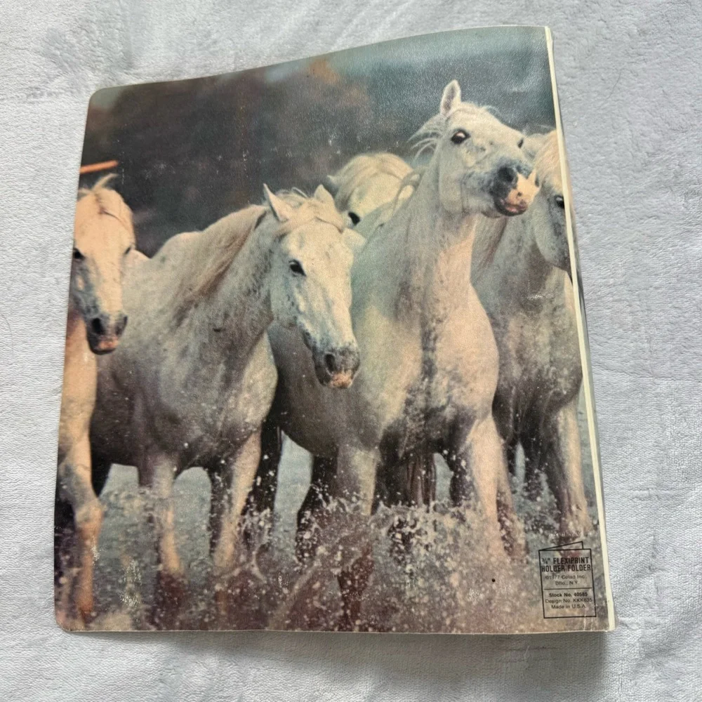 Vintage‎ 1977 Colad Horses Flexiprint Folder ¾” Binder Buffalo NY USA
